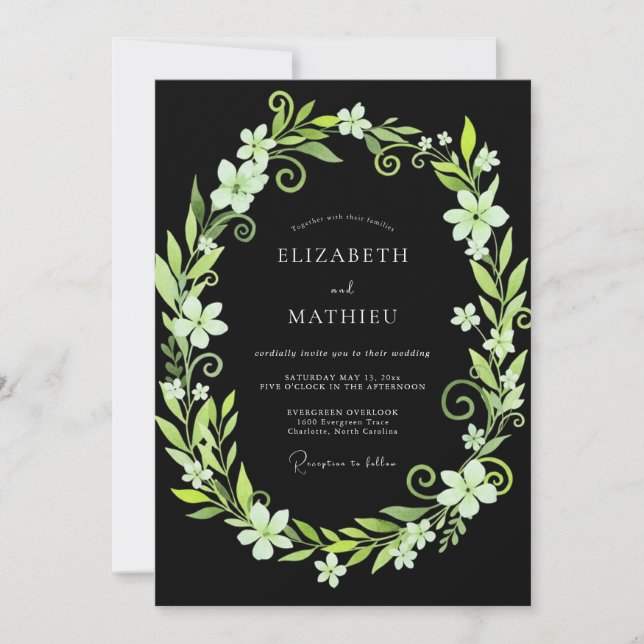Black Lime Vine Wedding Invitation (Front)