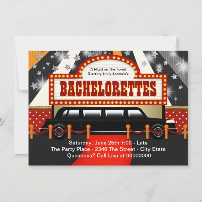 Black Limo Bachelorette Party Invitation (Front)