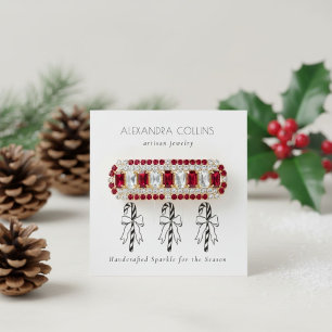 Black Line Art Festive Candy Cane & Bow Hairclip 