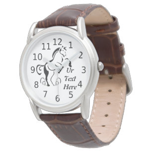 Black Line Art Horse Rearing with Dust Swirls Watch