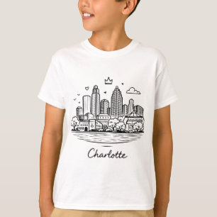 Black line Charlotte illustration T-Shirt