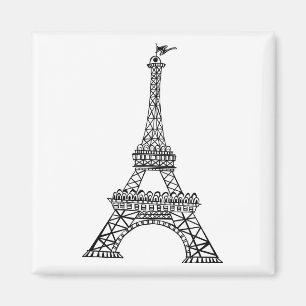 Black Line Eiffel Tower Magnet