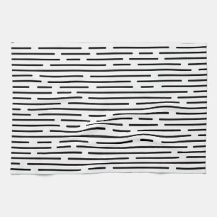 Black Line Geometric Pattern Tea Towel