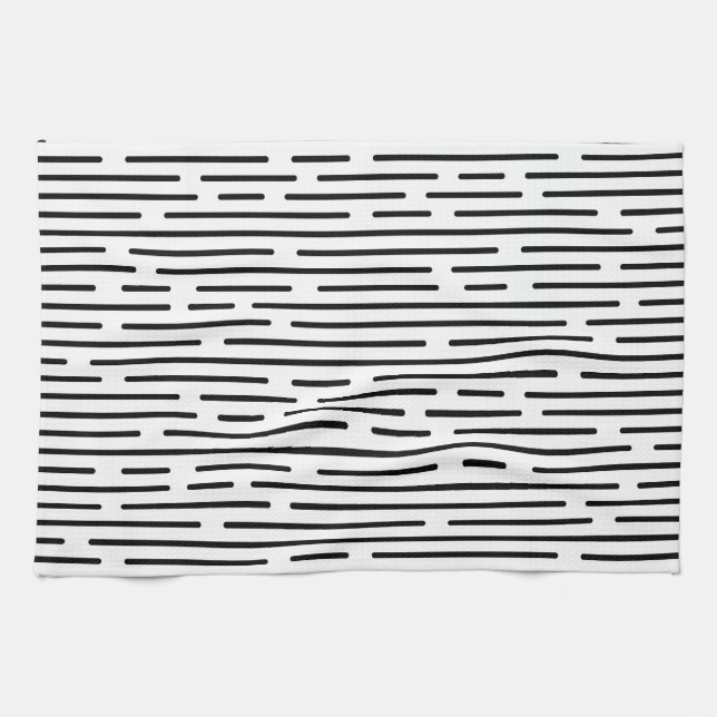 Black Line Geometric Pattern Tea Towel (Horizontal)