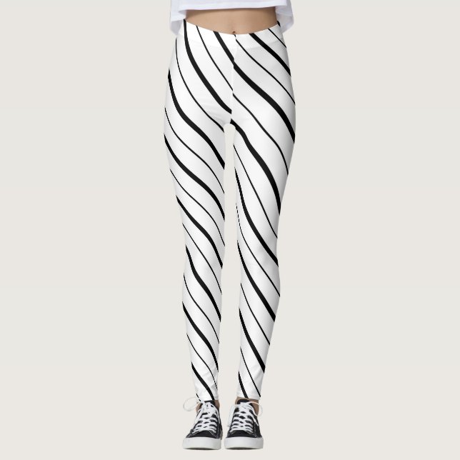Black Line Geometry Simple Leggings (Front)
