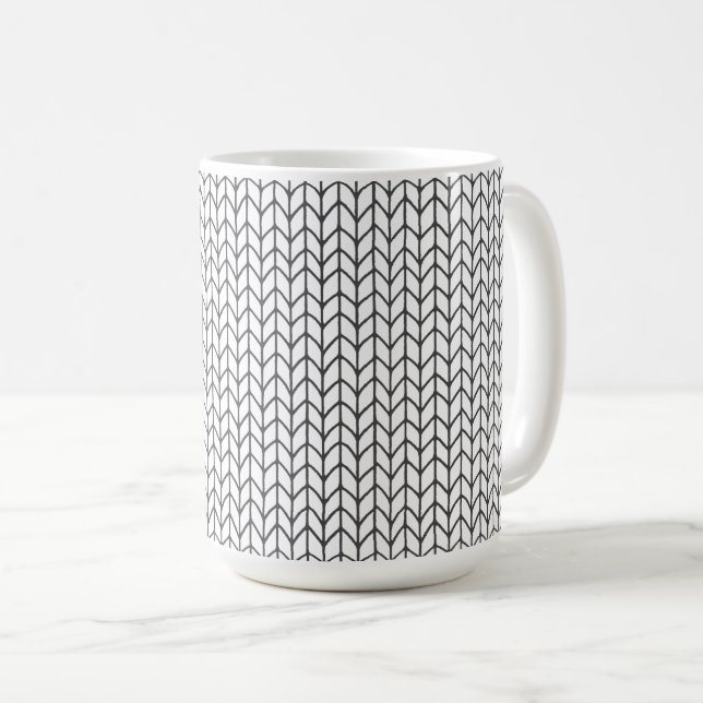 BLACK LINE KNIT Tall White Mug (Front Right)