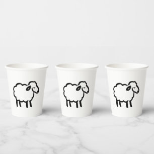 Black Line Sheep – Cozy Animal Ink Design on Paper Cups