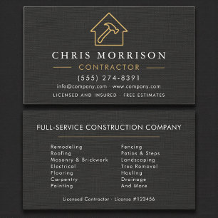 Black Linen Building Construction  Business Card