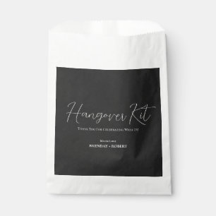 Black linen Simple Script Hangover Recovery Kit Favour Bags
