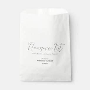 Black linen Simple Script Hangover Recovery Kit Favour Bags