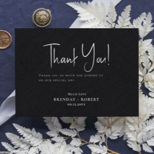 Black linen Simple Script Welcome Thank You Card