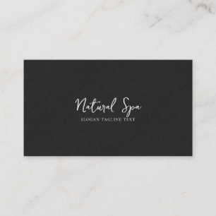 Black Linen Texture Print White Typography Business Card