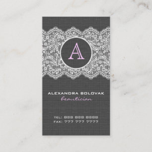 Black Linen & White Vintage Linen & Lace Business Card