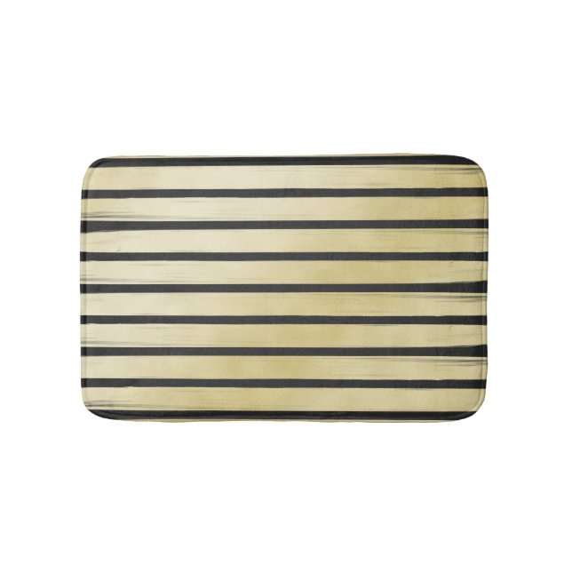 Black Lines On Gold Background Bath Mat (Front)
