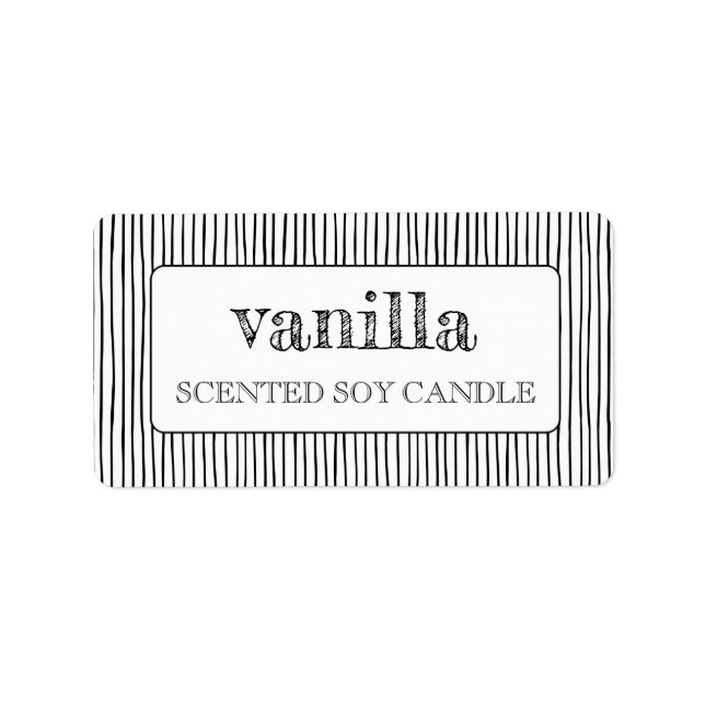 Black Lines On White Scented Soy Candle Labels (Front)
