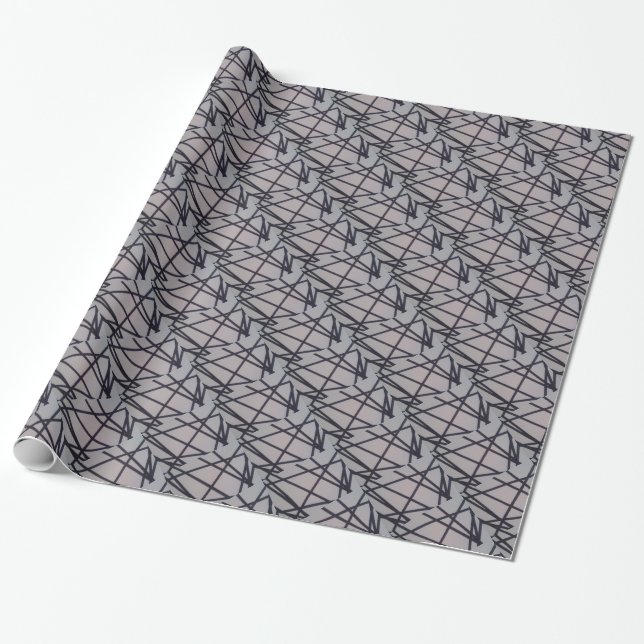 Black Lines Pattern, Wrapping Paper (Unrolled)