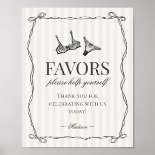 Black Lingerie Bachelorette Party Favors Sign