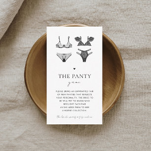 Black Lingerie & Heart Bridal Shower Panty Game Enclosure Card
