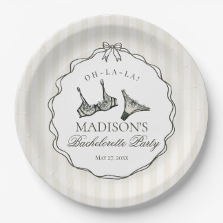 Black Lingerie Shower Bachelorette Bridal Bow Paper Plate
