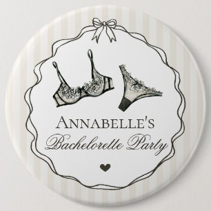 Black Lingerie Shower Bachelorette Party Favour 6 Cm Round Badge