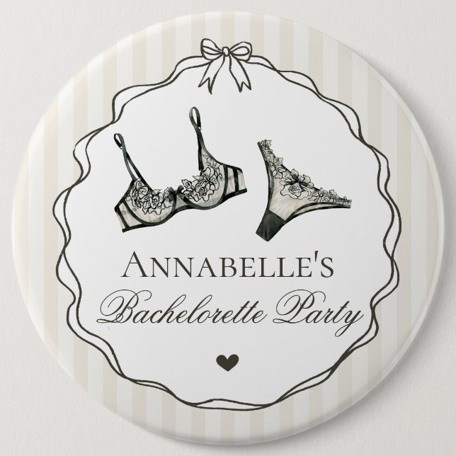 Black Lingerie Shower Bachelorette Party Favour 6 Cm Round Badge (Front)