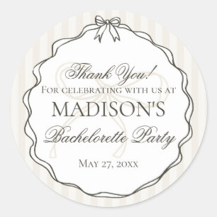 Black Lingerie Shower Bachelorette Party Favour Classic Round Sticker