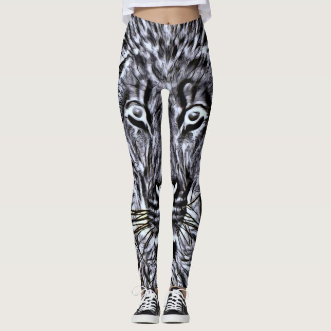Black Lion Blacklight Trance Leggings (Front)
