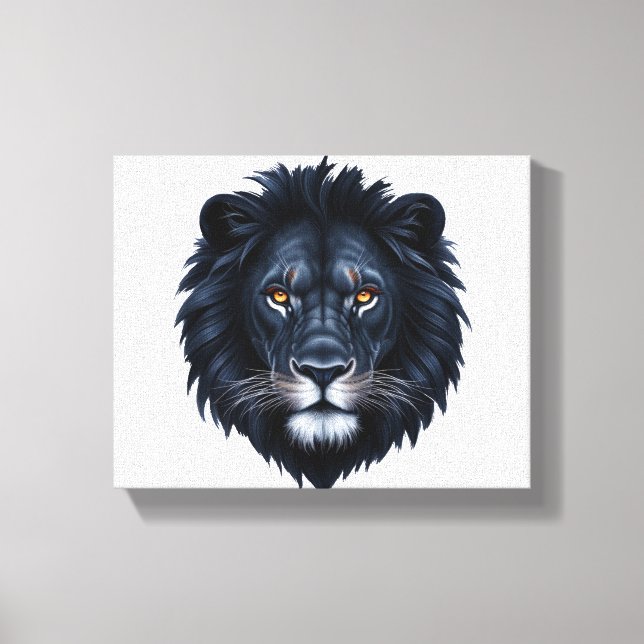 Black Lion Face Canvas Print (Front)
