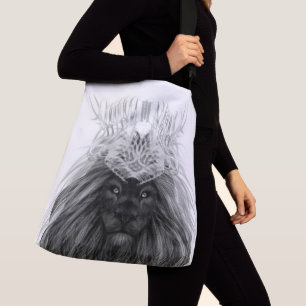 Black Lion with Antlers Crown and Monogram Crossbody Bag