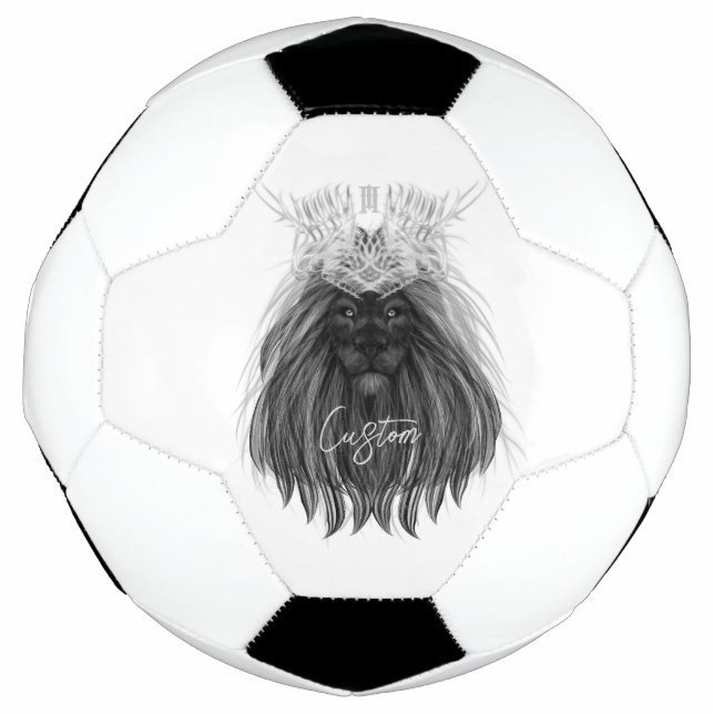 Black Lion with Antlers Crown and Monogram Soccer Ball (Front)