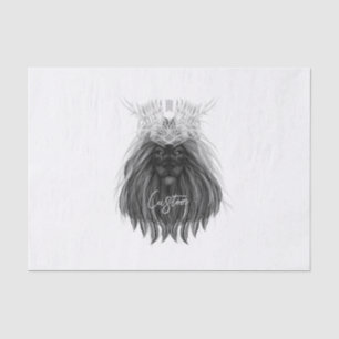 Black Lion with Antlers Crown and Monogram Tissue Paper