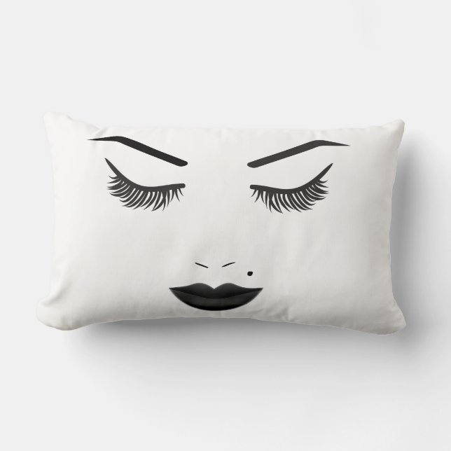 Black Lips Beauty Makeup Face Lashes & Eyebrows Lumbar Cushion (Front)
