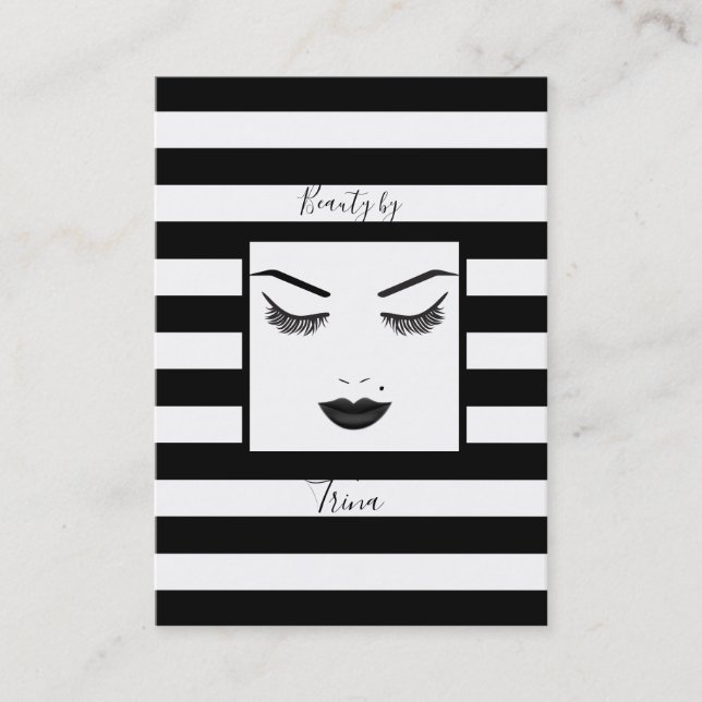 Black Lips Makeup Face Eyebrows Lips Glam Beauty Business Card (Front)
