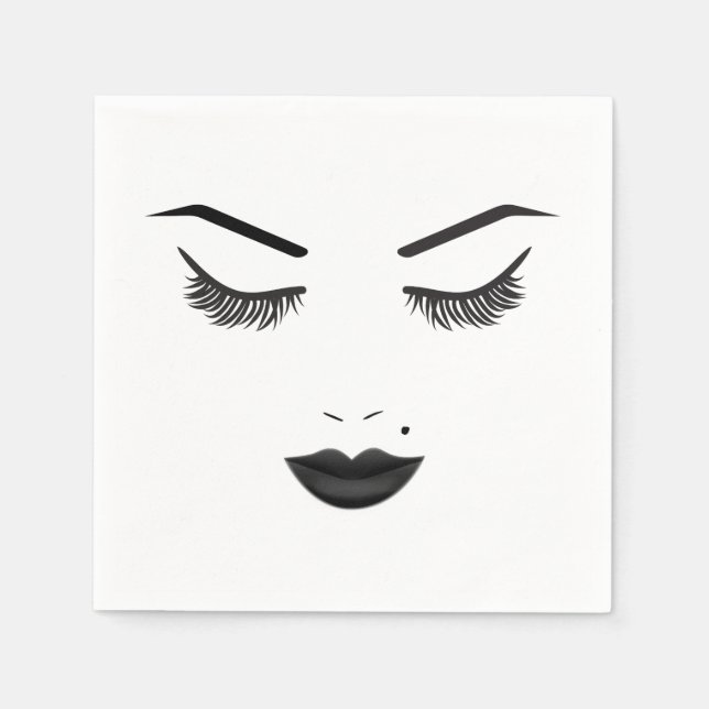 Black Lips Makeup Face Eyebrows Lips Glam Beauty Napkin (Front)