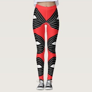Black lips on red leggings