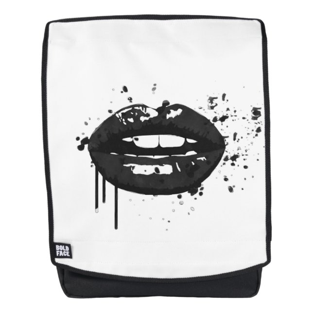 Black lips stylish fashion kiss makeup artist backpack (Front)