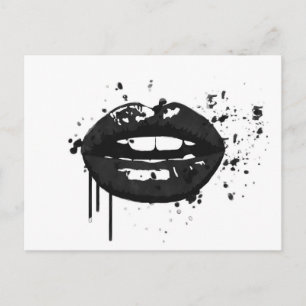 Black lips stylish fashion kiss makeup artist postcard