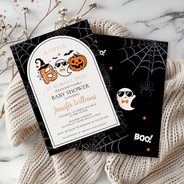 Black little boo almost due cute ghost baby shower invitation (Creator Uploaded)