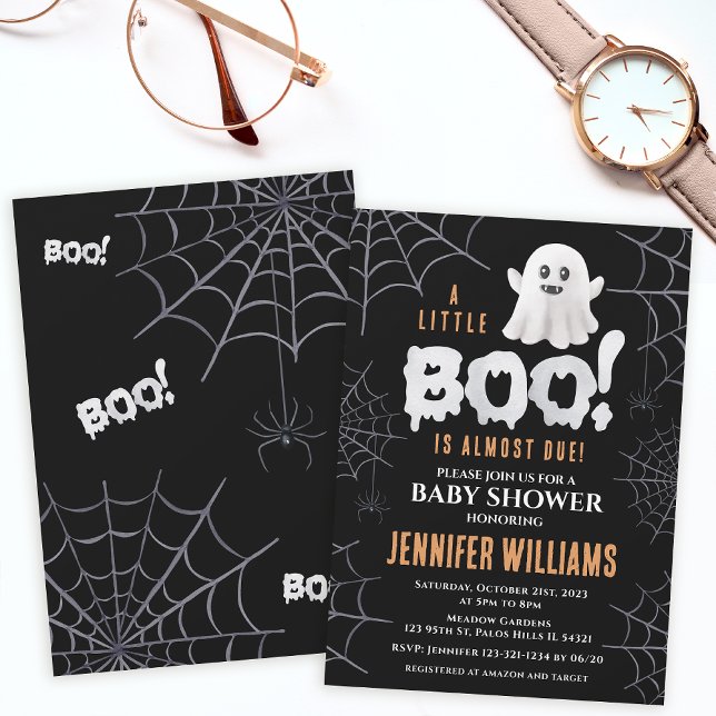 Black little boo almost due ghost boy baby shower invitation (Creator Uploaded)