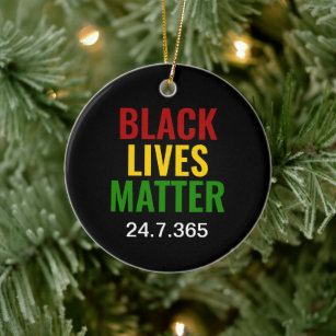 BLACK LIVES MATTER 24.7.365 BHM CERAMIC TREE DECORATION