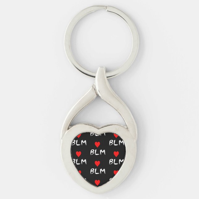 Black Lives Matter Acronym Red Heart Key Ring (Front)