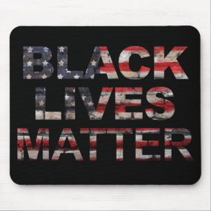 Black Lives Matter   American Flag Mouse Pad
