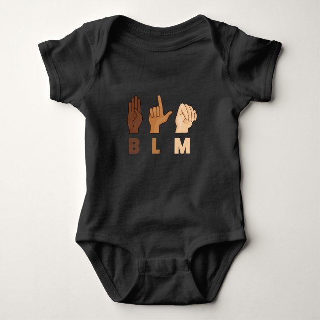 Black Lives Matter ASL Equality BLM Gift Baby Bodysuit (Front)