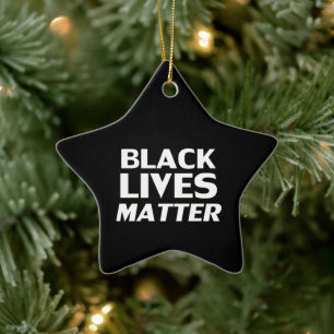 "Black Lives Matter" - black white Christmas Ceramic Tree Decoration