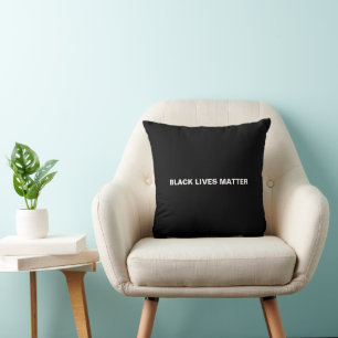 Black Lives Matter black white text minimalist Cushion