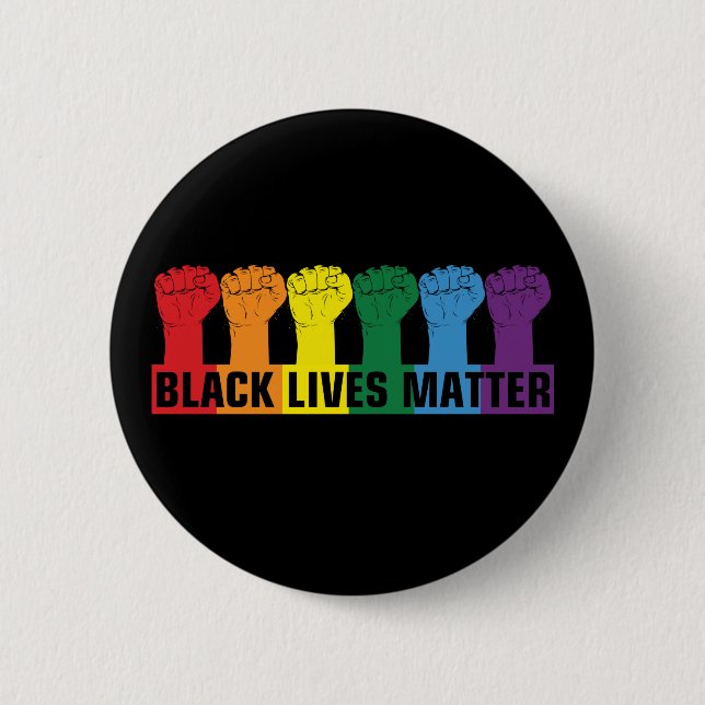 Black Lives Matter _ BLM Rainbow 6 Cm Round Badge (Front)
