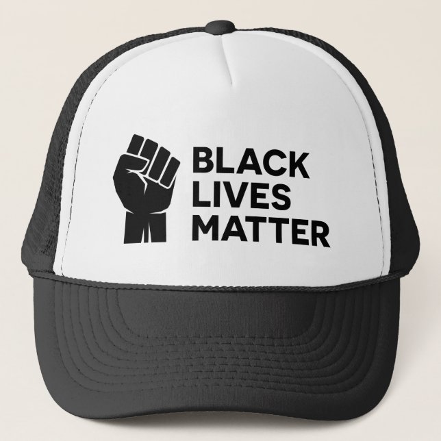 Black Lives Matter BLM Raised Fist Clinched Fist Trucker Hat (Front)