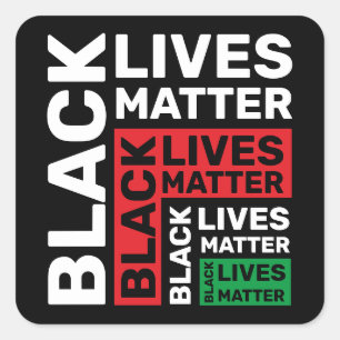 Black Lives Matter BLM Red Green Square Sticker