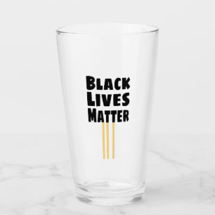 Black Lives Matter BLM three Yellow Stripes Glass