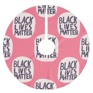 Black lives matter, calligraphic pattern brushed polyester tree skirt